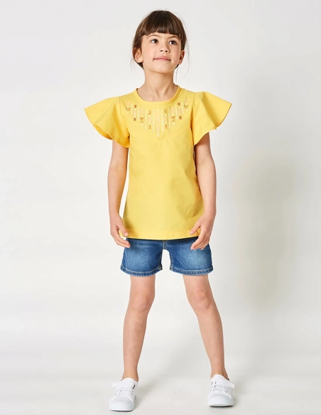 Blouse fille, Soleil d'Algérie, Jaune Safran