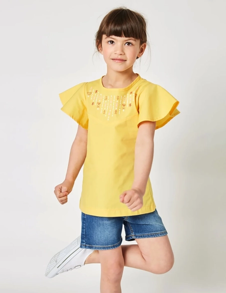 Blouse fille, Soleil d'Algérie, Jaune Safran