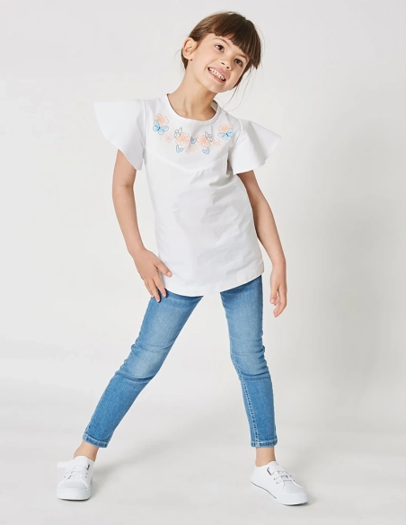 Blouse Fille, Papillon Envolé, Blanc Optique