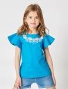 Blouse Fille, Papillon Envolé, Bleu Océan