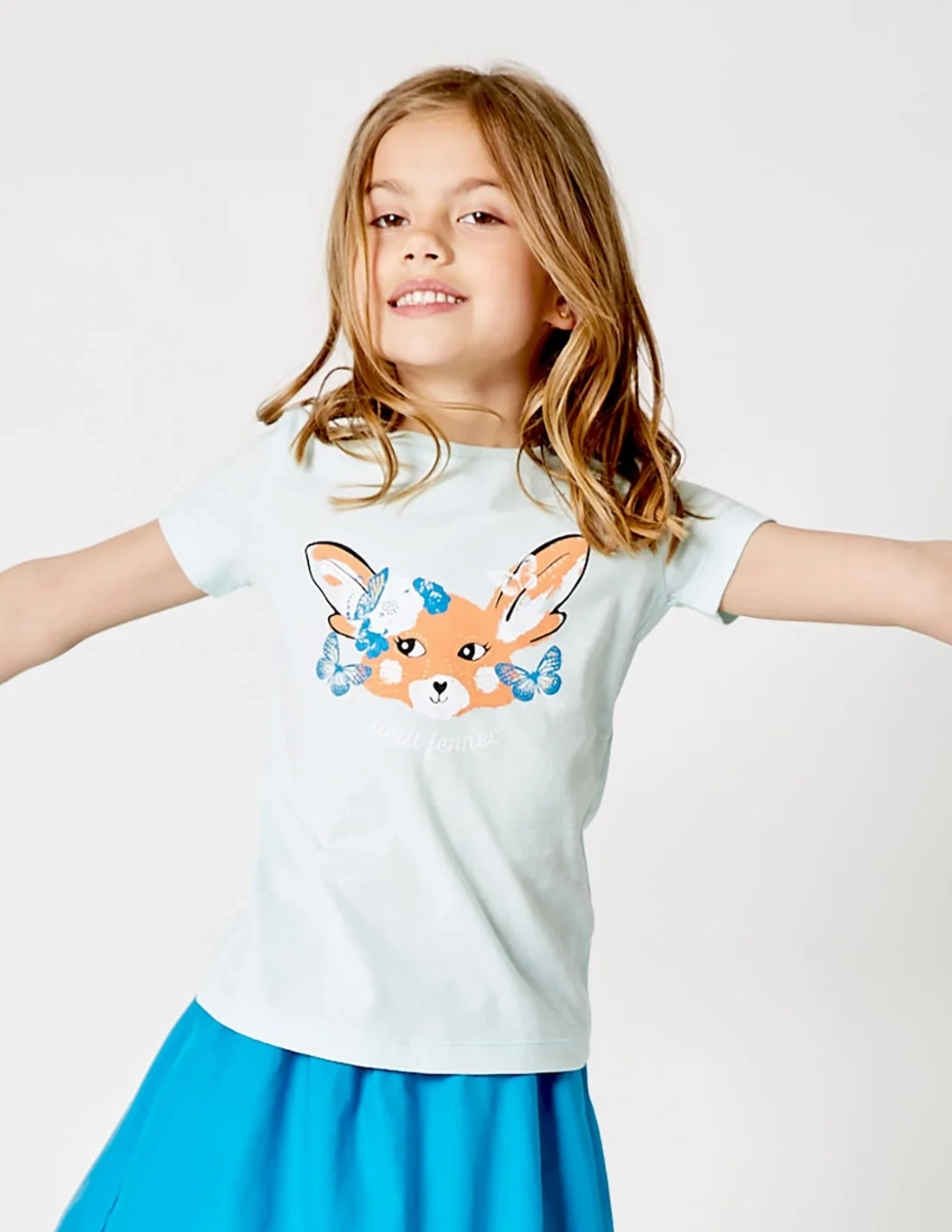 T-shirt Fille "Petit Fennec" Bleu Clair