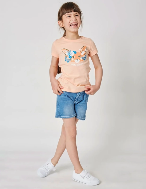 T-shirt Fille "Petit Fennec" Corail