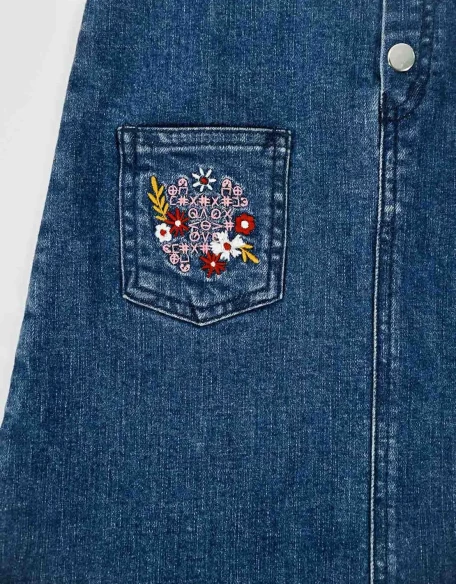 Ensemble Fille Robe Salopette + Débardeur Blanc