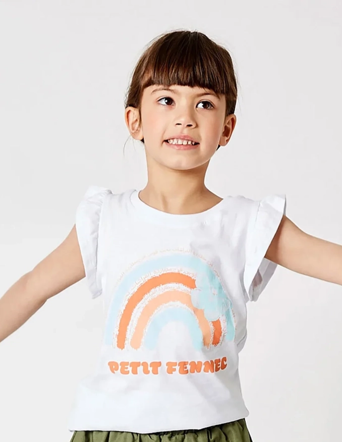 Ensemble Fille Robe Salopette + Débardeur Blanc