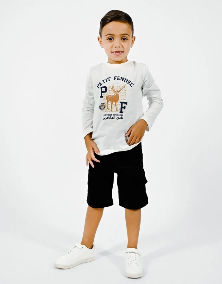 Bermuda Garçon "Petit Fennec Urban" Noir 2