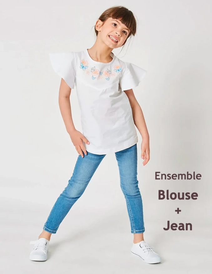 Ensemble Fille Jean + Blouse