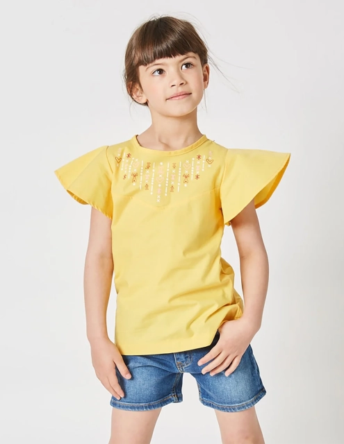 Ensemble Fille Short + Blouse Jaune Safran
