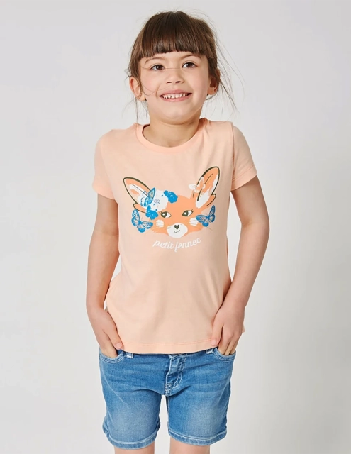 Ensemble Fille Short + Tshirt Corail