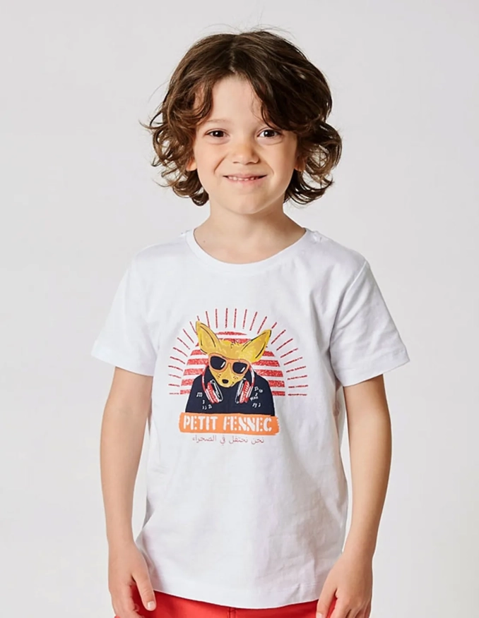 T-shirt Garçon "Street Fennec" Blanc Optique