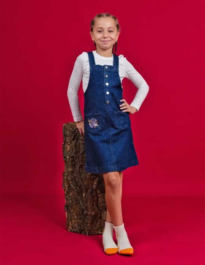 Robe Salopette en Jean Marine Foncée "Petit Fennec"