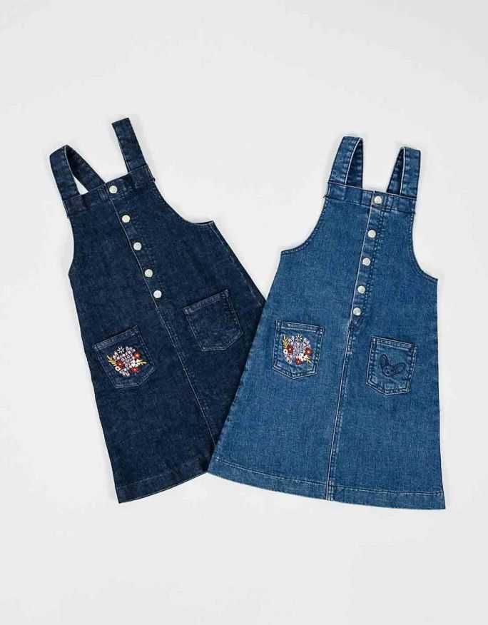 Robe Salopette en Jean Bleue Foncée "Petit Fennec"