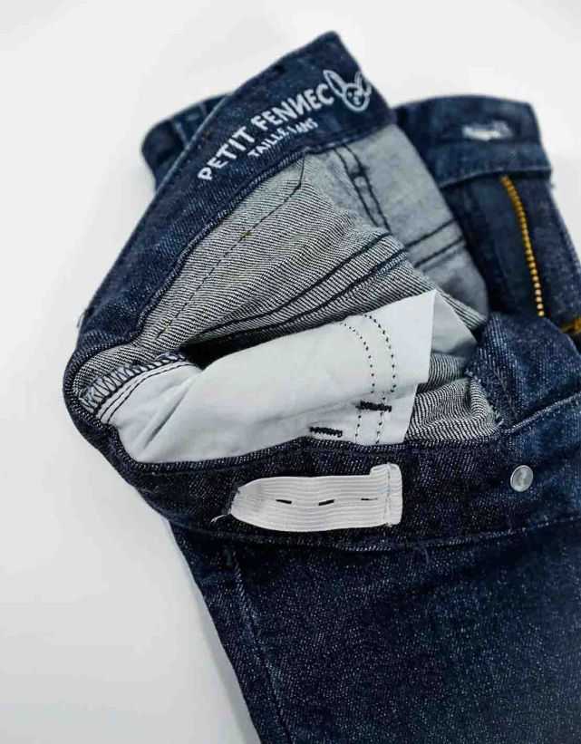 Pantalon en Jean Large Fille Bleu Foncé avec Broderie