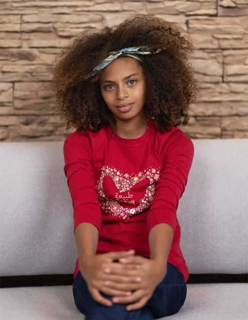 T-Shirt Fille "Coeur Fleuri" Grenade 100% Coton