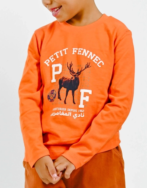 Ensemble Pantalon Cargo Marron + T-shirt Orange