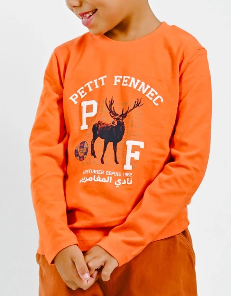 Ensemble Pantalon Cargo Marron + T-shirt Orange