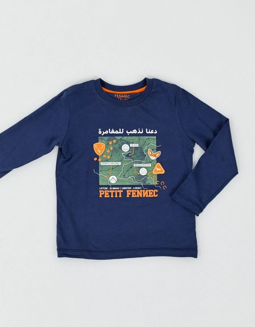 Ensemble Garçon Pantalon Cargo bleu + T-shirt Marine