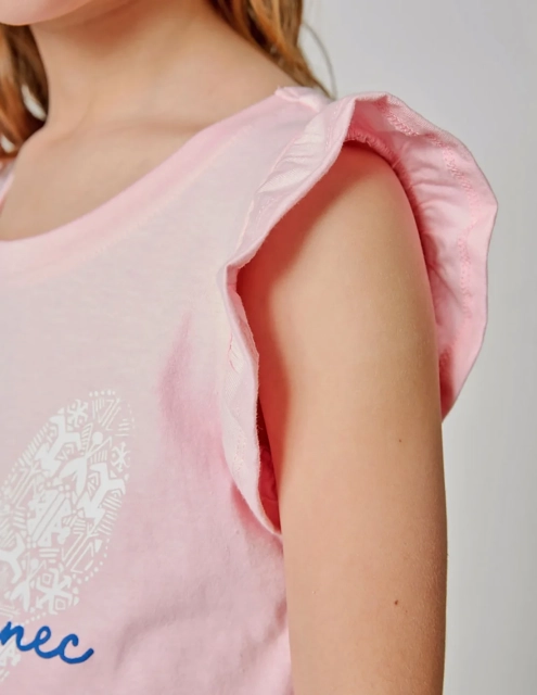 Ensemble Fille Robe Salopette en jean + Débardeur Rose