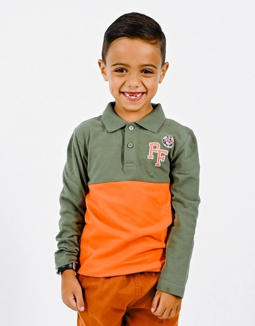 Ensemble Garçon Pantalon Cargo marron + Polo 100% Coton