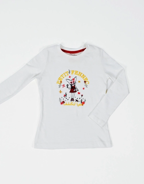 Ensemble Fille Pantalon Jean large Marine + T-shirt blanc