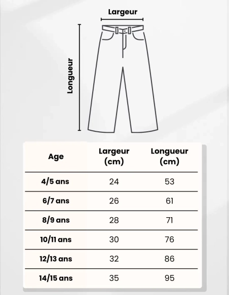 Ensemble Fille Pantalon Jean Large Marine + T-shirt Rouge