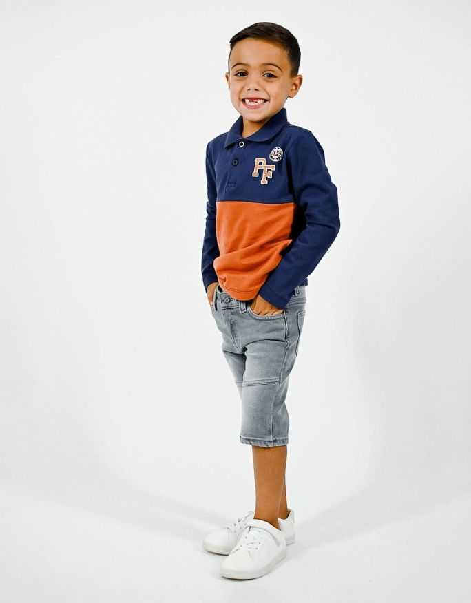 Ensemble Garçon Pantacourt en jean + Polo 100% Coton