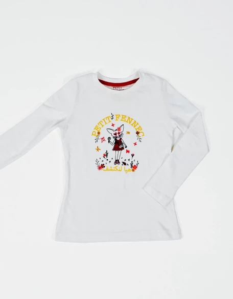 T-Shirt Blanc Optique Manche Longue Exploratrice 100% Coton