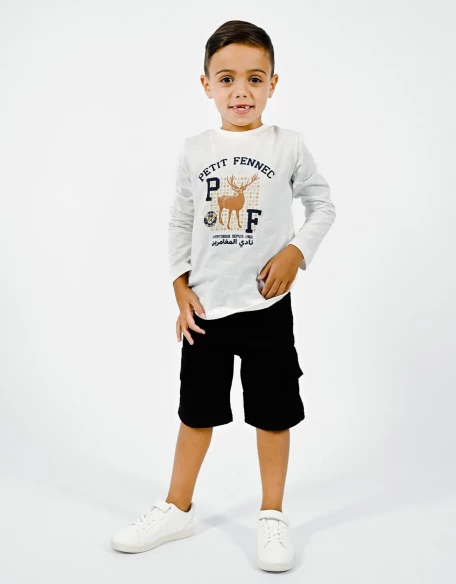 T-shirt Garçon 100% coton "Cerf de Béjaia" Blanc