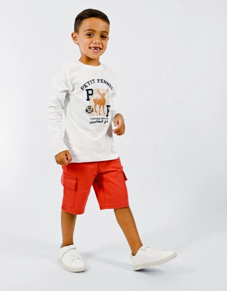 T-shirt Garçon 100% coton "Cerf de Béjaia" Blanc
