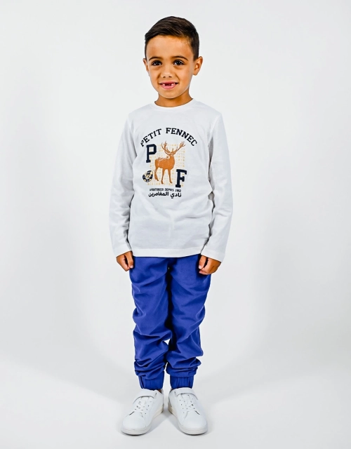 T-shirt Garçon 100% coton "Cerf de Béjaia" Blanc