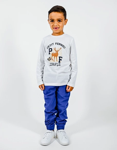 T-shirt Garçon 100% coton "Cerf de Béjaia" Blanc