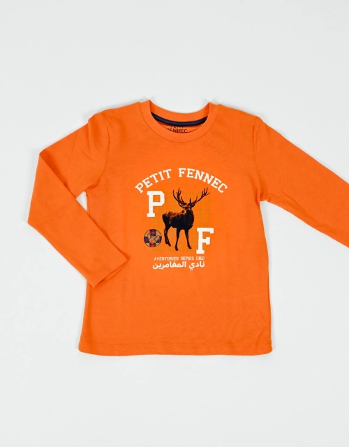 T-shirt garçon 100% coton "Cerf de Béjaia" Orange